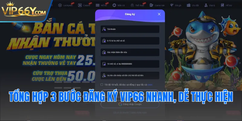 Tổng hợp 3 bước đăng ký Vip66 nhanh, dễ thực hiện