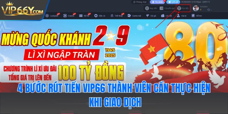 4 bước rút tiền Vip66 thành viên cần thực hiện khi giao dịch